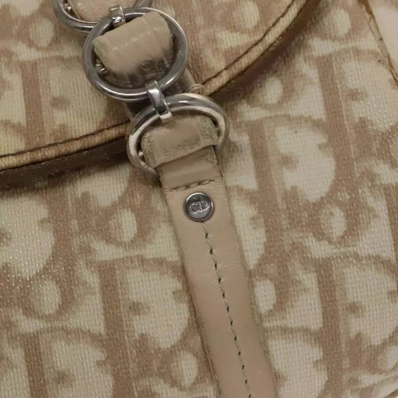 Christian Dior Trotter Canvas Romantic Hand Bag PVC Beige Silver Auth 100673 - Picture 9 of 16